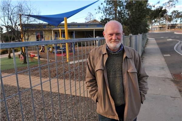 CONCERNED: Cr Peter Cox outside the Playhouse Child Care Centre at Eaglehawk.