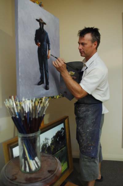 SHORT-LISTED: Darren Crothers with his self-portrait.