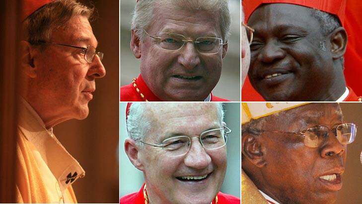 Some of the papal candiates ... Clockwise from left, Cardinal Gerge Pell, Italian Angelo Scola, Nigerian Peter Turkson, Canadian Marc Ouellet and Nigerian Francis Arinze.