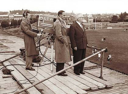 Footy broadcasting has come a long way since this 1957 rehearsal for the first televised VFL match.