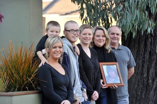 TRIBUTE: Car crash victim Jamie Southwell’s family, from left, Bree and Tyler Holden, Brady and Lauren Southwell, and Lynn and Rob Holden have set up a scholarship for rural students in his name. Picture: Jim Aldersey