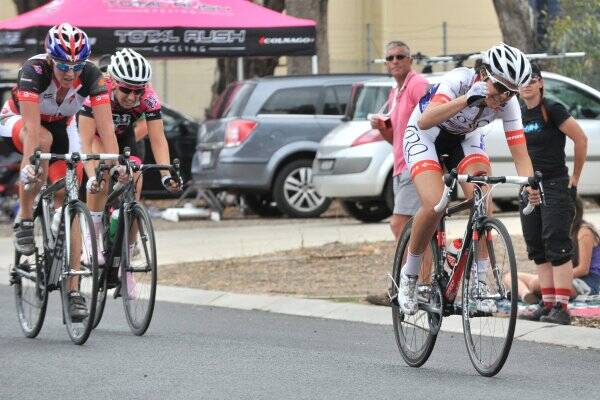 rapt: Chloe McIntosh wins the Cykel series leg in Bendigo.    Picture: PETER WEAVING