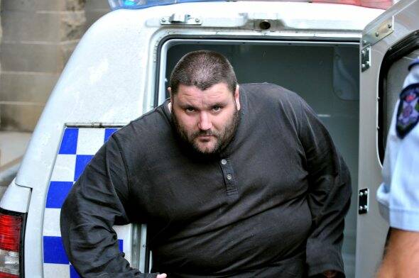 Accused: Bendigo man Jeremy Thomas exits his police transport ahead of yesterday’s appearance at the Bendigo Magistrates Court.