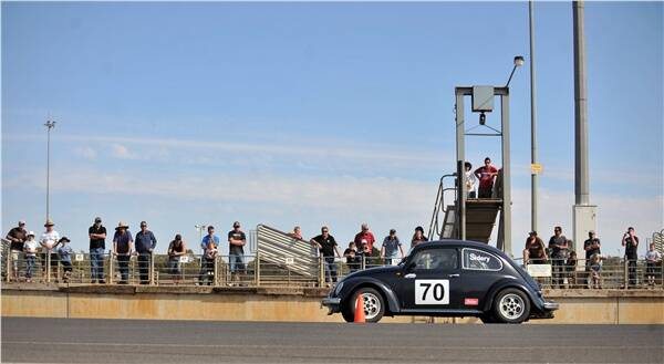 SPEED MACHINE: Dave Sider takes off  in his VW Beetle.  Picture: ALEX ELLINGHAUSEN