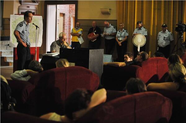 AWARENESS: Sergeant Grant Morris addresses a fire meeting at Eaglehawk Town Hall.