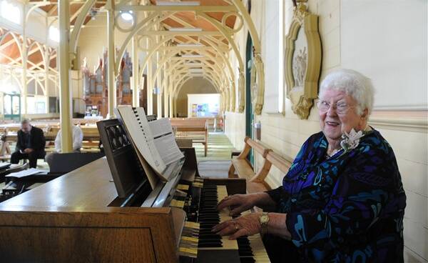 FINALE: Aylene Gallagher retires after playing the organ at St Kilian’s for 54 years. Picture: JIM ALDERSEY