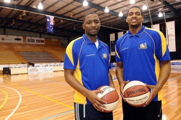 WINNING GRINS: Bendigo Braves imports Daniel Horton and Deilvez Yearby will be aiming to star on the Bendigo Stadium showcourt. Picture: JULIE HOUGH