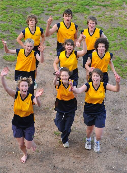 EXCITED: Some of Girton’s students who will compete in the City to Surf from Hyde Park in Sydney to Bondi Beach on Sunday.