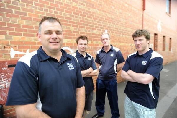 IN CHARGE: Strathfieldsaye Storm's newly-appointed senior coach Darryl Wilson with assistant coach Shannon Geary, president Ray Patterson and assistant coach Tom Dowd. Picture: JIM ALDERSEY