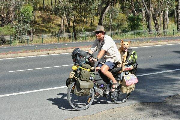 ON TOUR: Carrot and Coffeedog cresting Big Hill on their way to Bendigo on Monday. Picture: Peter Weaving