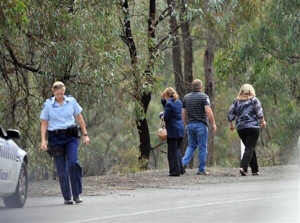 TRAGEDY: Family members at the scene of 18-year-old Jamie Southwell’s fatal crash in Burns Street, between Spring Gully and Golden Gully.