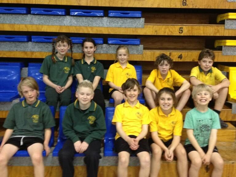 Eppalock Primary School HAPPY Harrowers Basketball Team competing in the sideline basketball challenge. Photo: Wendy Ratcliffe