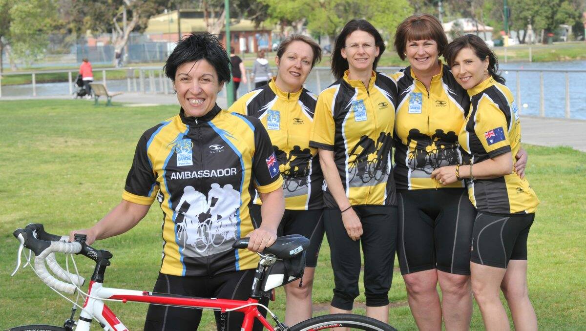 Team agility: Tiziana Cherry, Michelle Francis, Sharon Brown, Lisa Shanahan and Josie Caruso are geared up for a big weekend in the saddle.  Picture: Jodie Donnellan