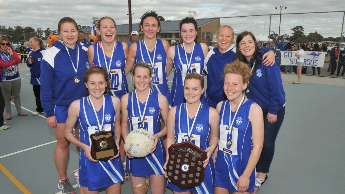 SUPERB EFFORT: Mitiamo's team after winning the LVNA A-grade netball grand final against YCW. Picture: JODIE DONNELLAN