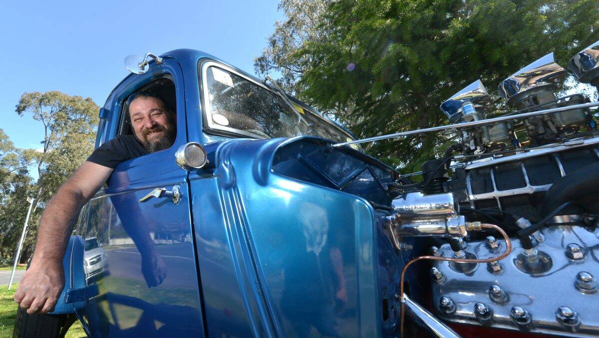 On the move: Joe Fermosa in his 1934 Ford coupe. Picture: Blair Thomson