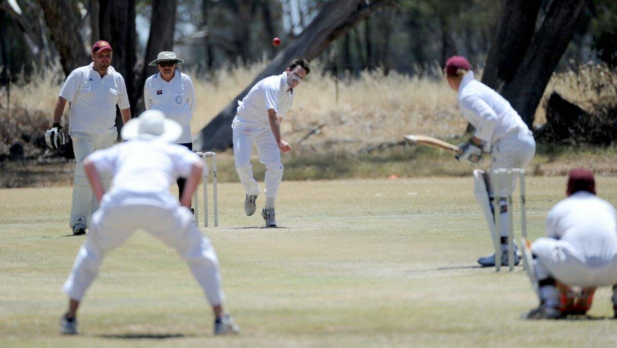 Northern United's Marc Sherwell bowls against Grassmere.