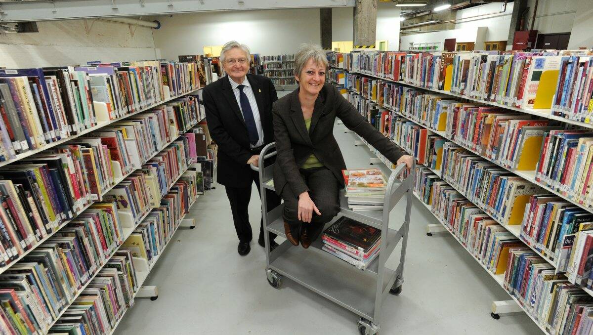 SMOOTH MOVE: Mayor Alec Sandner delivers Goldfields Library CEO Carolyn Macvean to the temporary library site. Picture: Peter Weaving