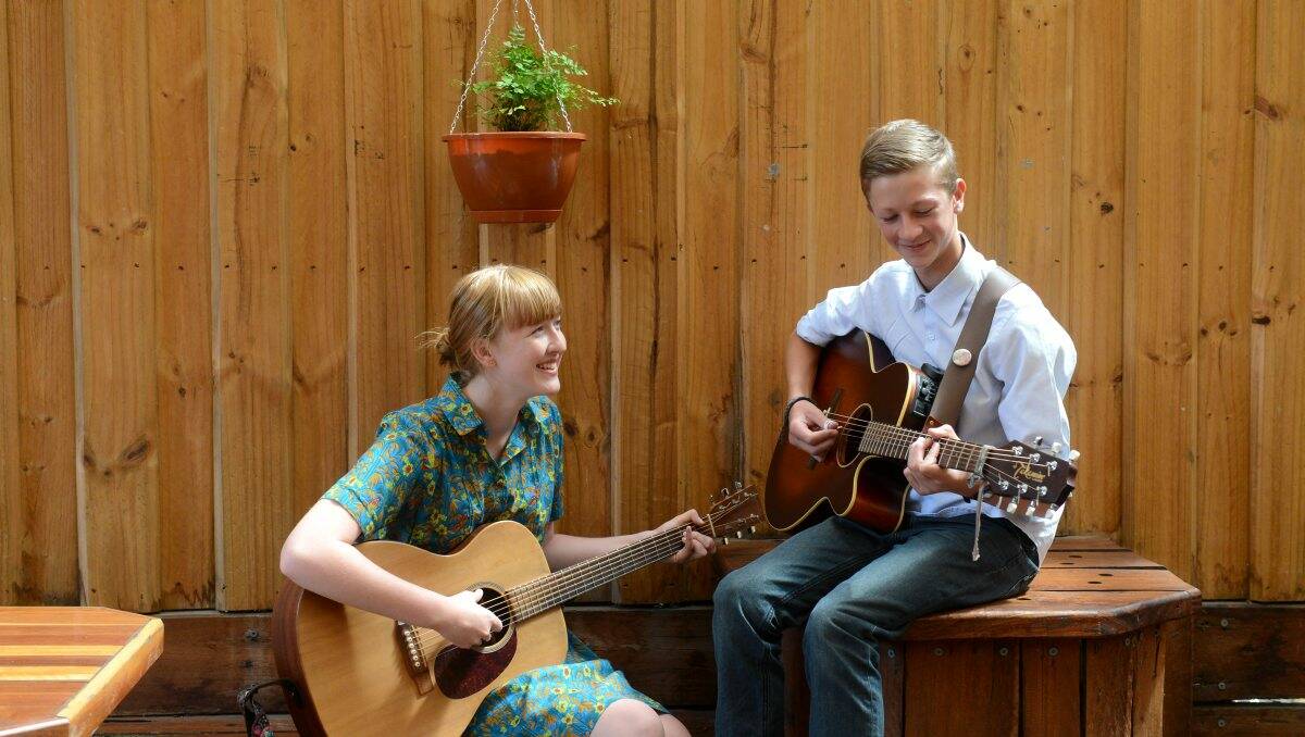 Talented: Cassie, 16, and Pat Ward, 14, will be playing at the Golden Vine Hotel on Sunday. Picture: Jim Aldersey