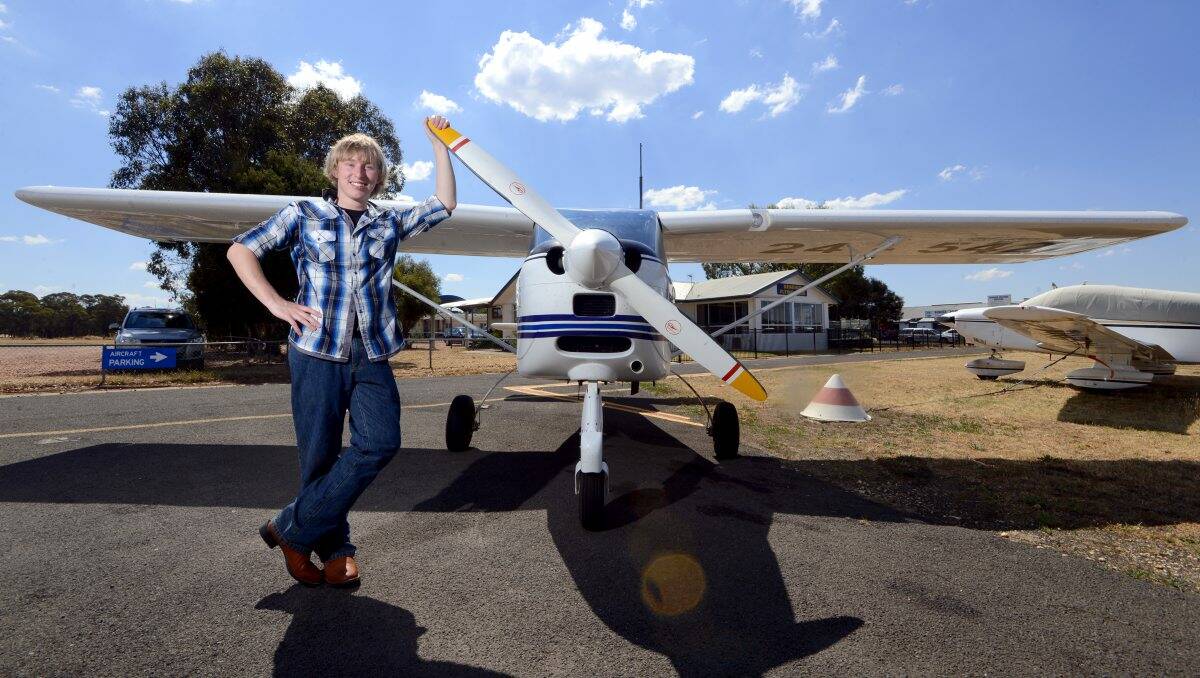 DREAM: Weeroona College Bendigo student Mark Farthing is well on the way to becoming a qualified pilot. Picture: JIM ALDERSEY
