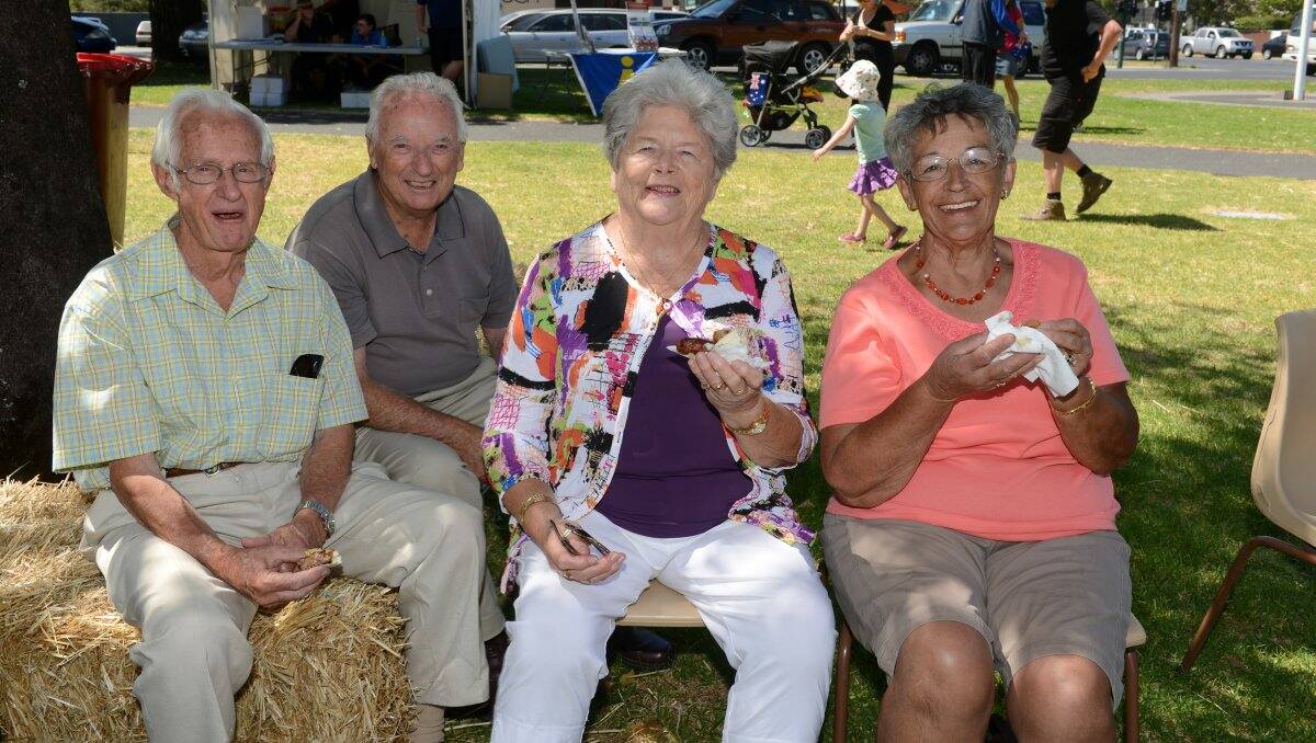 day out: Max Day, John Beecham, Lorraine Day and Gwen Beecham celebrate Australia Day at Lake Weeroona. Pictures: JIM ALDERSEY