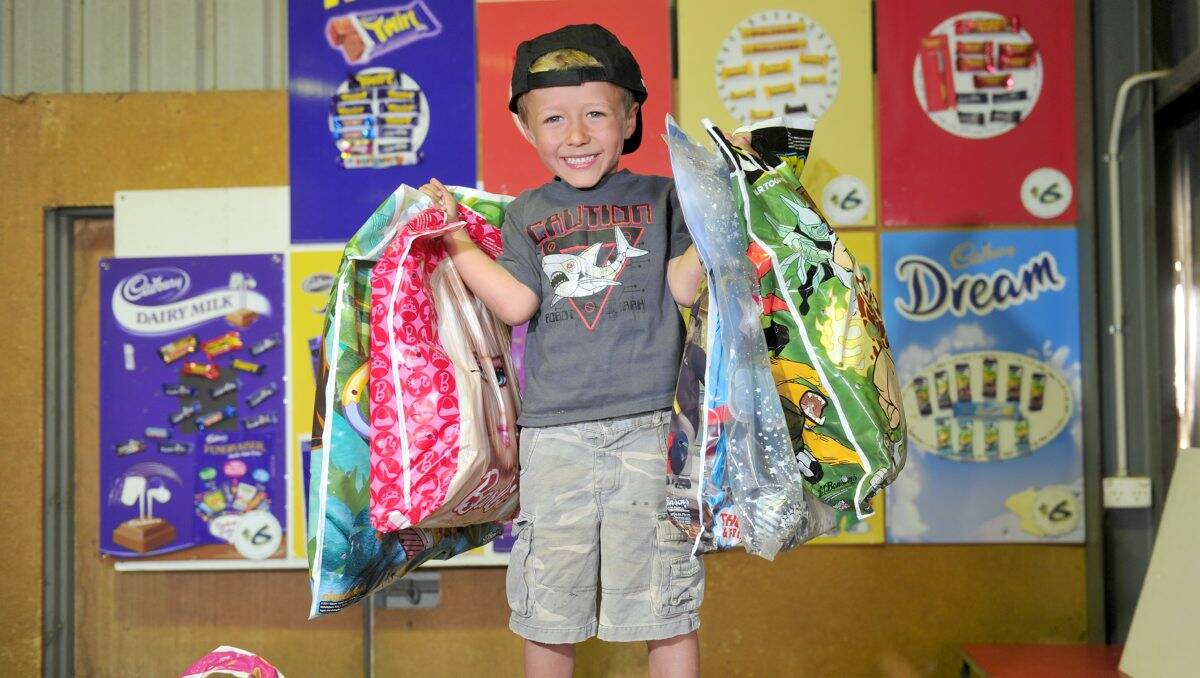 Keen: Harrison Milo gets excited about this year’s showbags. Picture: Jodie Donnellan