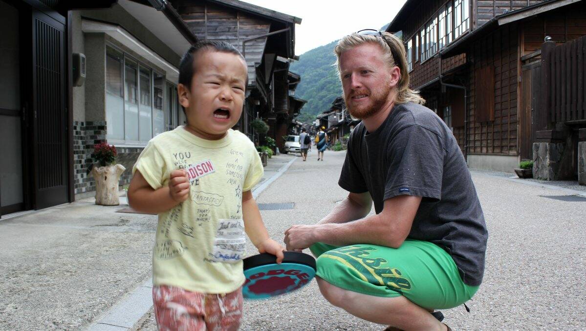 Apprehensive: Kieran Matheson encounters some frisbee-related tears in Japan. Picture: Contributed