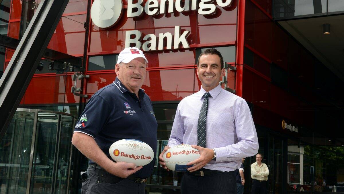 Bendigo Pioneers regional manager Ray Byrne and the Bendigo Bank's Wayne Tobin.