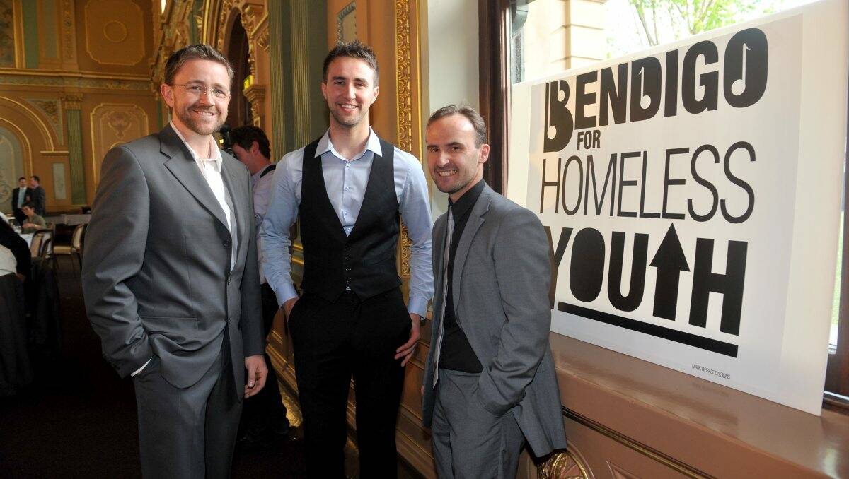 ARTISTS: Songwriters Chris Morley, Luke Owens and David Turpie wrote the song Home as a charity fund-raiser for Bendigo homeless youth.  Picture: JULIE HOUGH