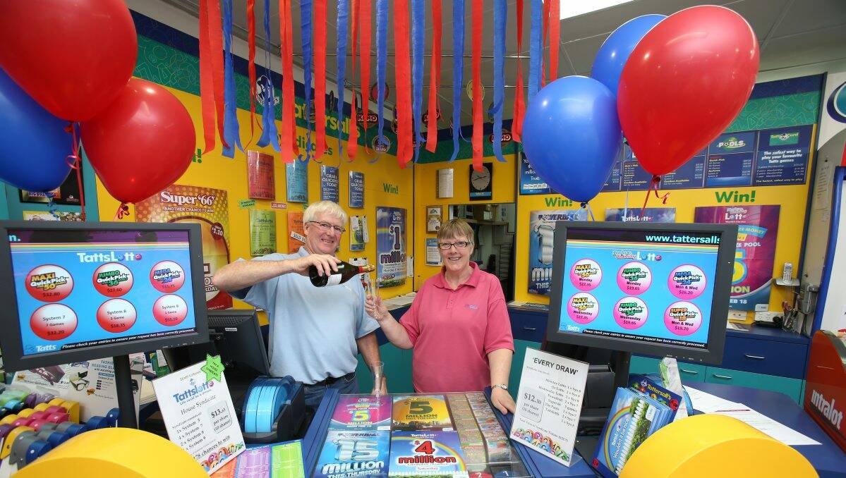 CELEBRATIONS: Peter and Barb Minehan are the owners of the shop that sold a $1.4 million lotto ticket this week. Picture: PETER WEAVING 