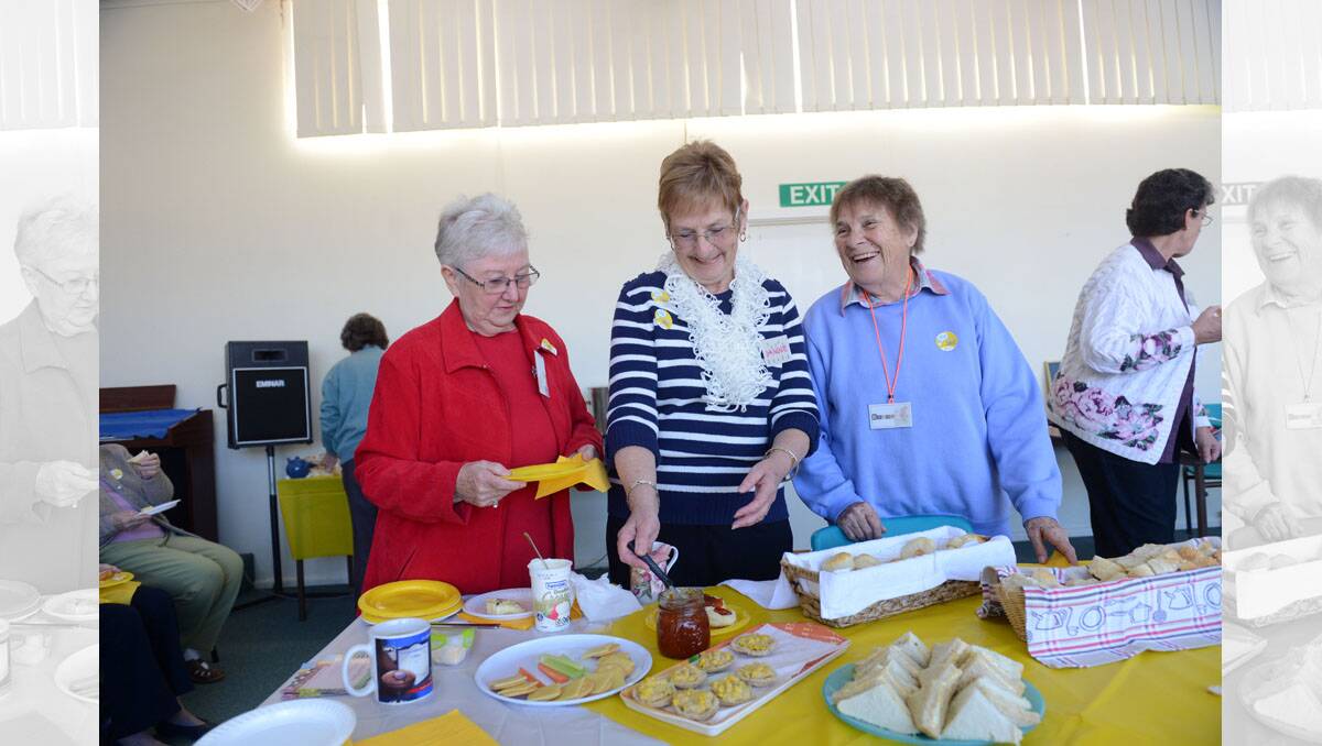 Biggest Cup of Tea for Cancer & Lunch. Annette Beckwith, Janine Colman and Betty McDonald. Picture: JIM ALDERSEY