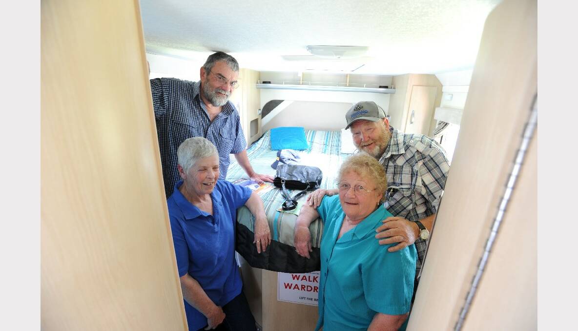 Ed and Rosemary Lithgow with Pat Wright and Peter Hooper inside a Winnebago.