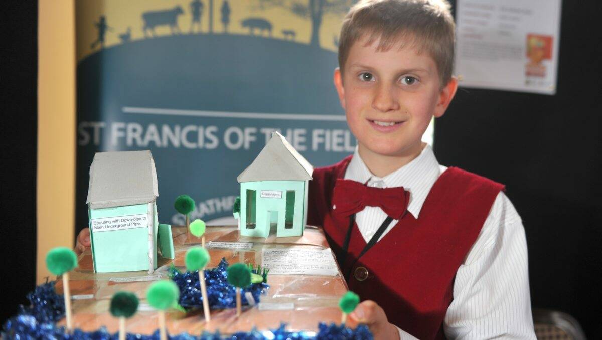 Kieran Murphy with his invention ‘Sustainable Water Pipes’. 