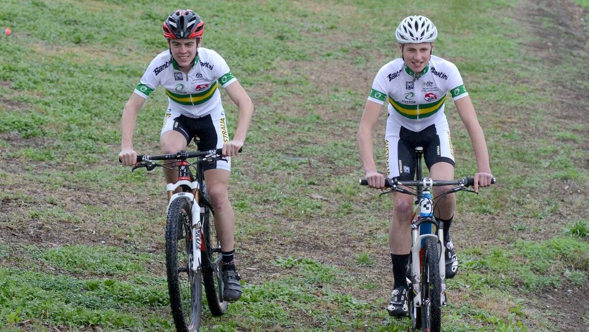 RIDING HIGH: Bendigo Mountain Bike Club young guns Chris Hamilton and Tasman Nankervis have been selected in Australia's under-19 team to compete at next month's world MTB titles in South Africa. Picture: JODIE DONNELLAN