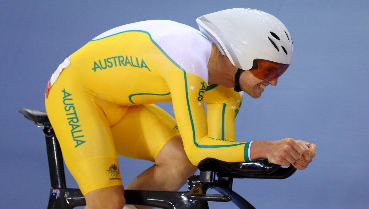 FLYING: Eaglehawk's Glenn O'Shea competing in the 1km time trial of the omnium at the London Olympics. Picture: GETTY IMAGES 