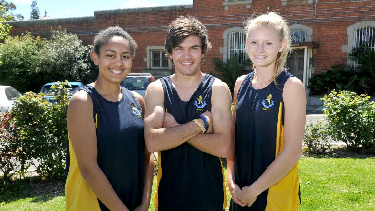 TALENTED TRIO: BSSC team-mates Kirrily Hall, Lonain Burnett and Maddie Lawson will compete at tomorrow’s Loddon Mallee athletics finals.Picture: JODIE DONNELLAN