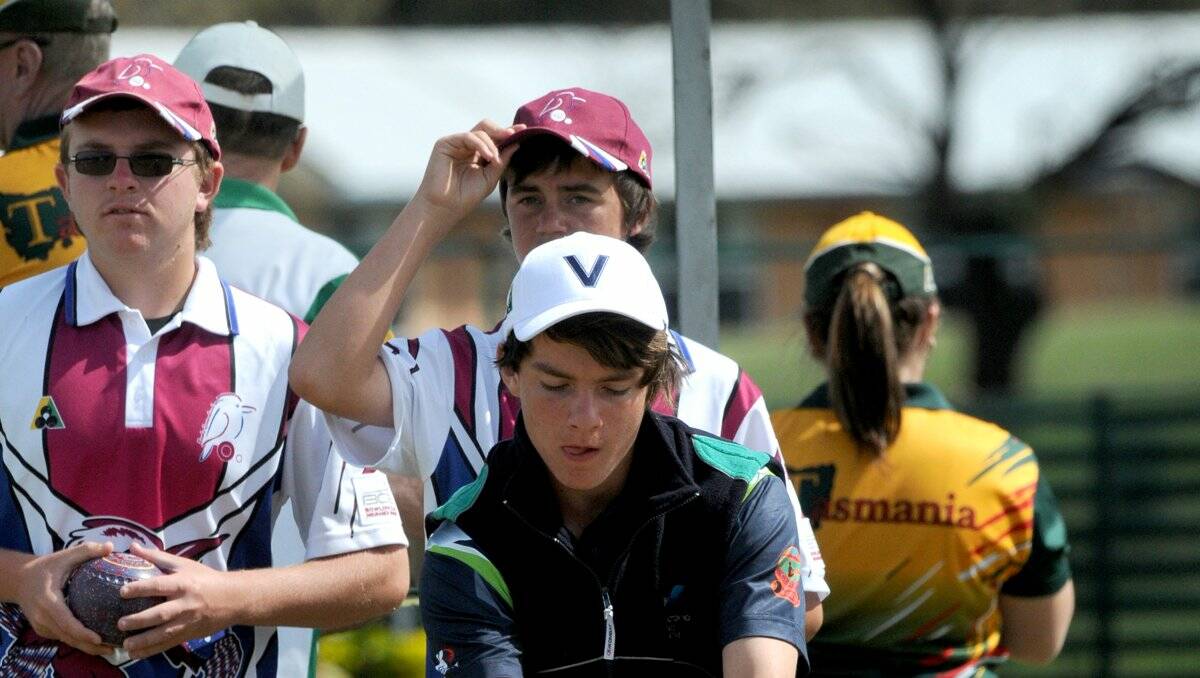 FOCUSED: Bendigo East's Bradley Marron in action at this week's national under-18 lawn bowls championships in Launceston. Picture: Paul Scambler, The Examiner. 