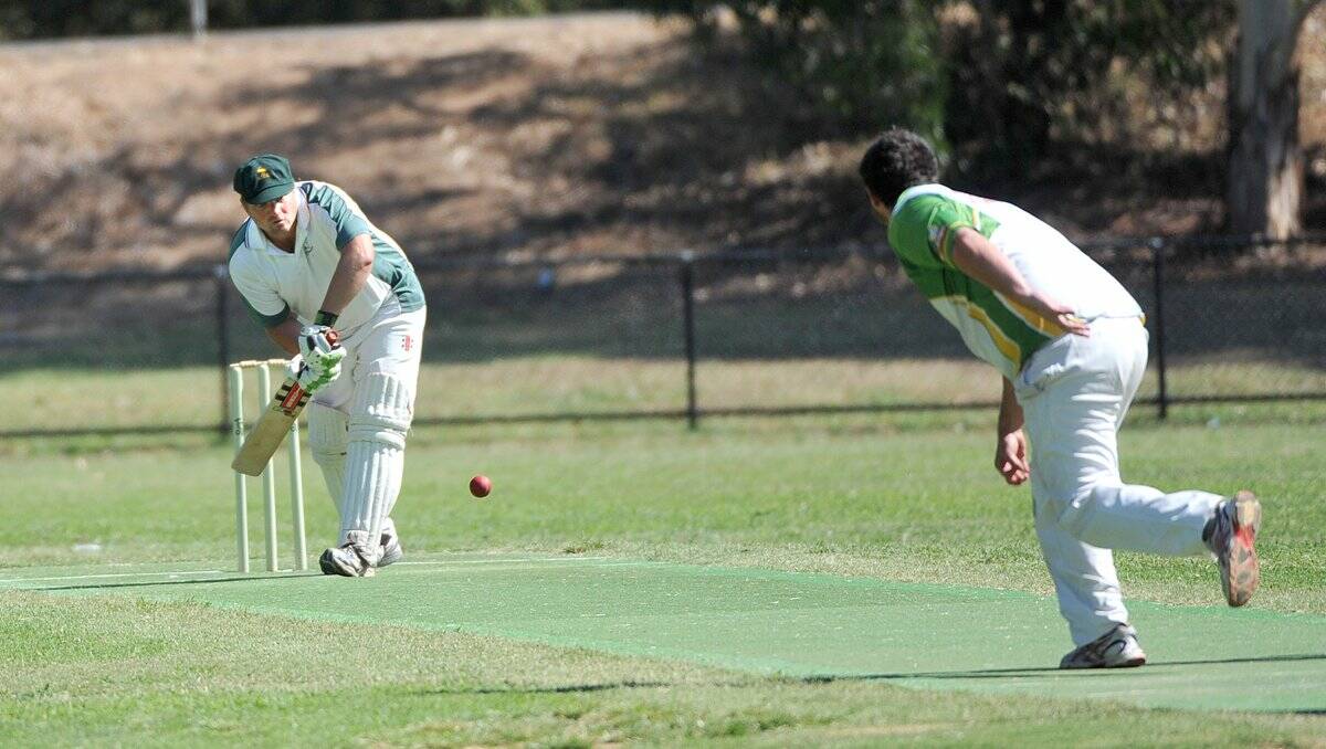 TOP KNOCK: Emu Creek's Shaun Cattanach on his way to triple figures in the clash at Spring Gully. Picture: JULIE HOUGH 