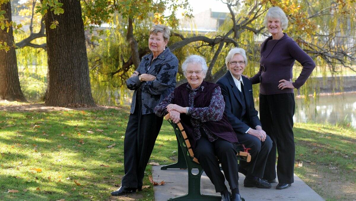 STALWARTS: Foundation members of the Bendigo Sportswomen’s Association included the late Mavis Brookes, Judy Scarrott, Ann Howe and Sue Wheeler.