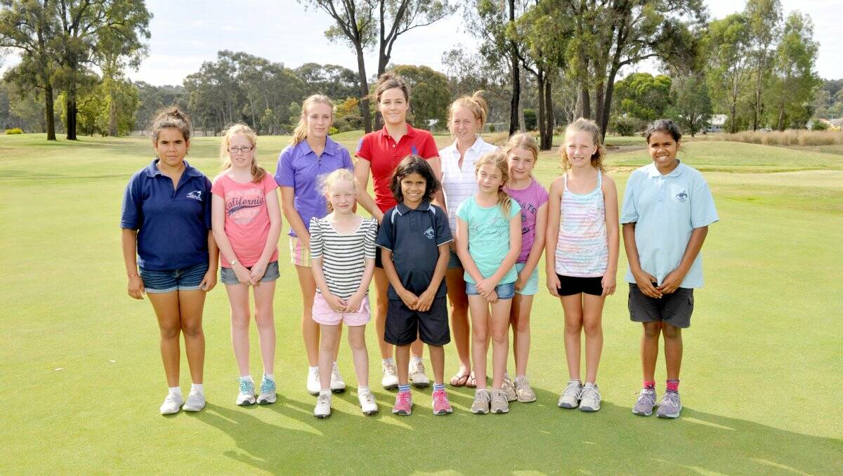 KEEN TO PLAY: WGBD junior girls’ program participants. Back: Robyn Pitcher, Morgan Dann, Kristi Bilkey, Lucy Turnbull, Tahlia Holmberg, Jemma Holmberg, Sienna Day and Tia Mitchell. Front: Jazzy Roberts, Caitlyn Mitchell and Amber Holmberg.  Picture: JODIE DONNELLAN 