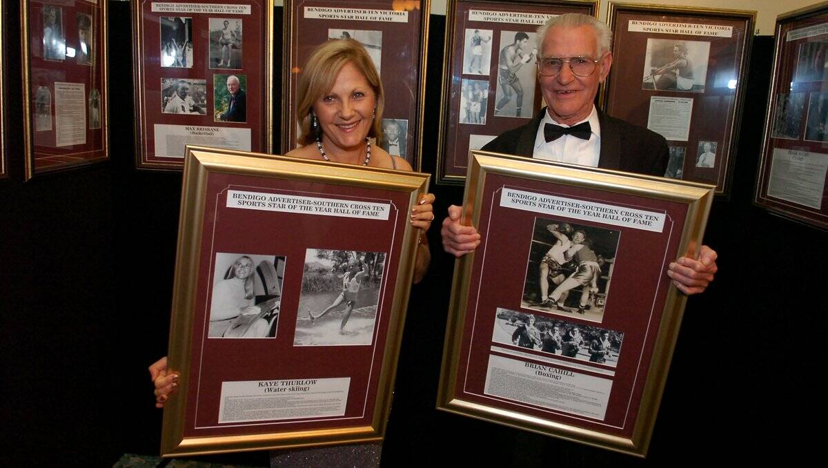 TOP HONOUR: Water skiing ace Kaye Faulkner, nee Thurlow, and Brian Cahill on their induction to the Sports Star Hall of Fame in 2007. 
