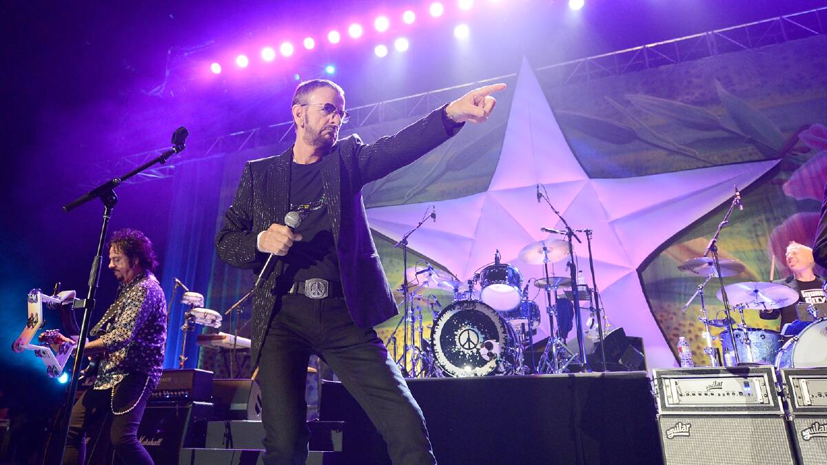 Ringo Starr performs live on stage at the Brisbane Convention & Exhibition Centre. Photo by Bradley Kanaris/Getty Images