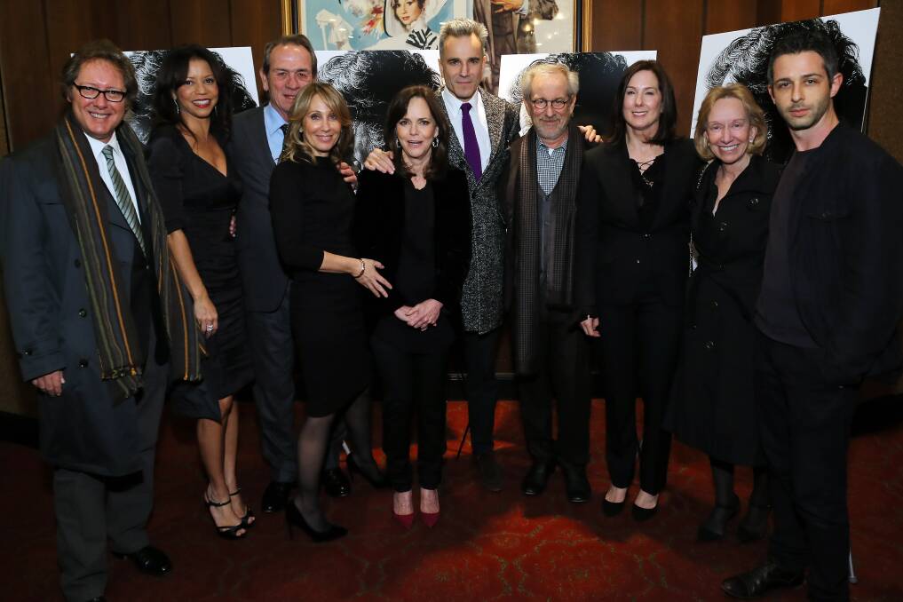 Best Picture, Drama: Actors James Spader, Gloria Reuben, Tommy Lee Jones, DreamWorks Co-Chairman/CEO Stacey Snider, actors Sally Field, Daniel Day-Lewis, director Steven Spielberg, producer Kathleen Kennedy, historian Doris Kearns Goodwin and actor Jeremy Strong attend the special screening of Steven Spielberg's 'Lincoln'.