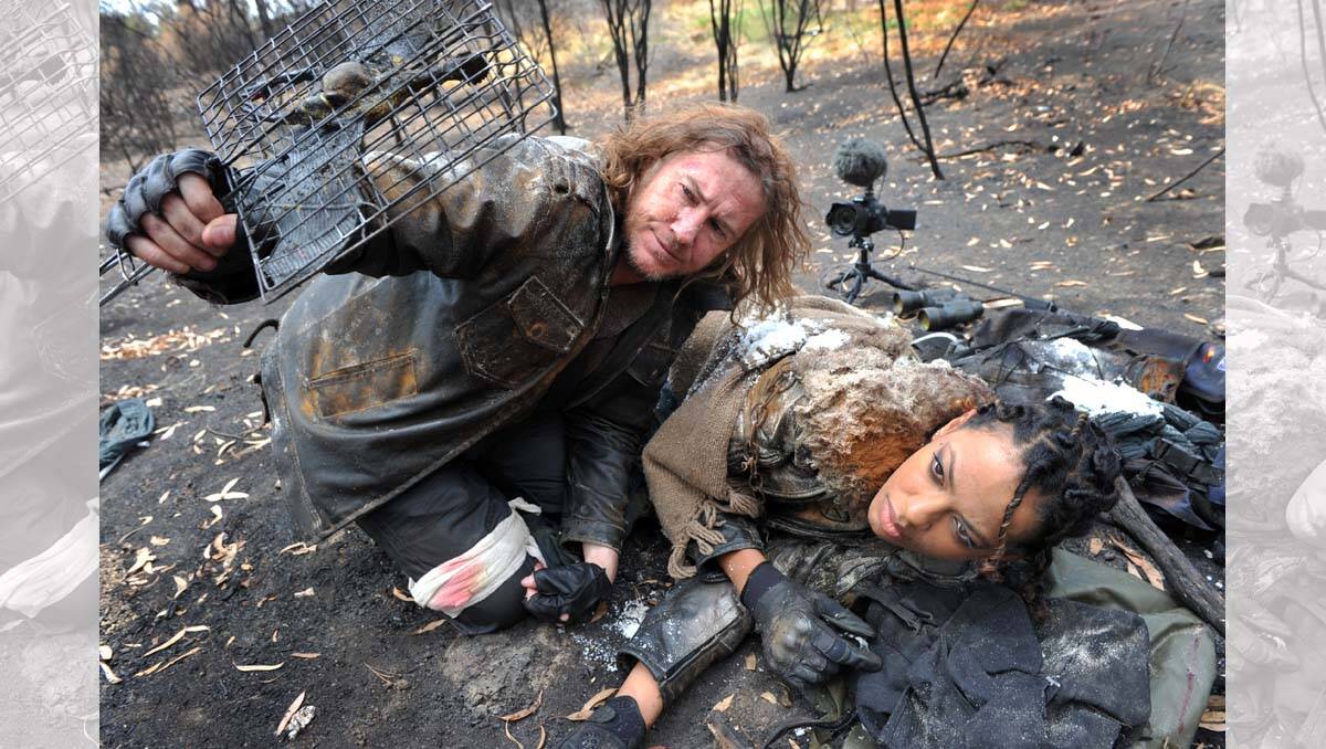 Aaron Stevenson and actress Eliza D'Souza shooting a scene for movie Rare Earth in Bendigo. Picture: Julie Hough