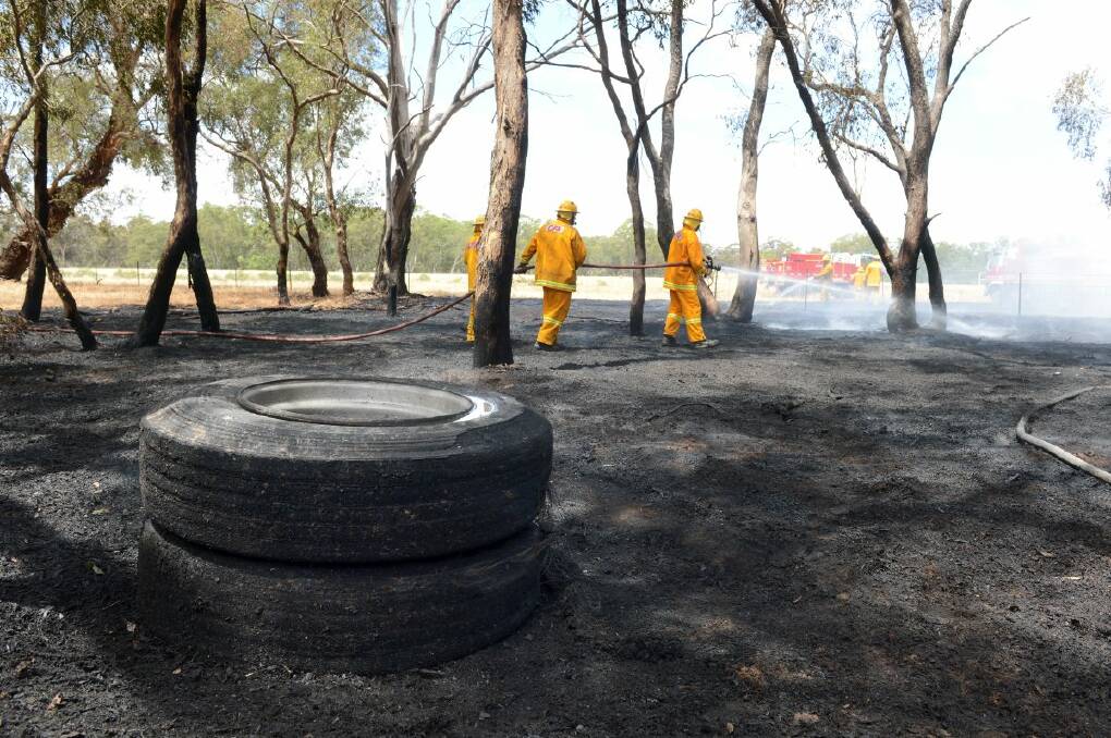 CFA put out a grass and scrub fire that was started by a truck wheel that became separated from the truck. Picture: JIM ALDERSEY