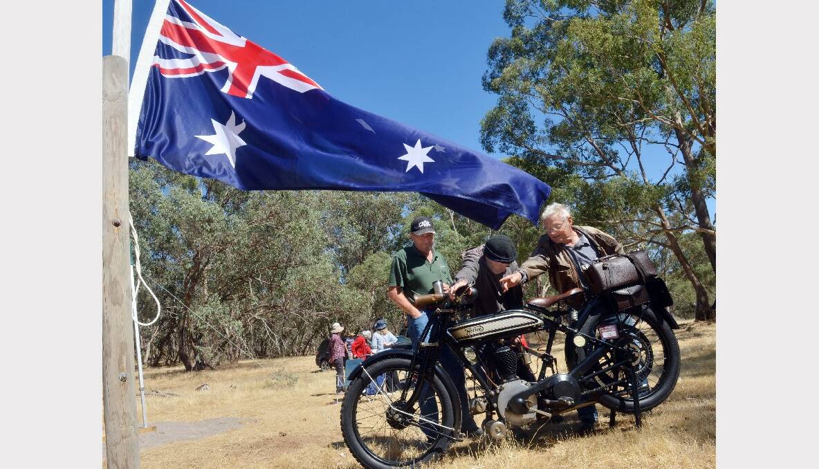 Australia Day celebrations in Faraday. Simon Moton, Ian Johnstone and Joey Norris. Picture: Brendan McCarthy