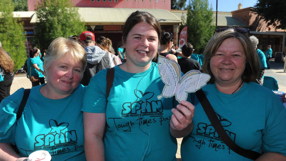 SPAN suicide awareness walk 2013. Joanne Achison, Georgina Handley and Janine Lamble. Picture: Julie Hough