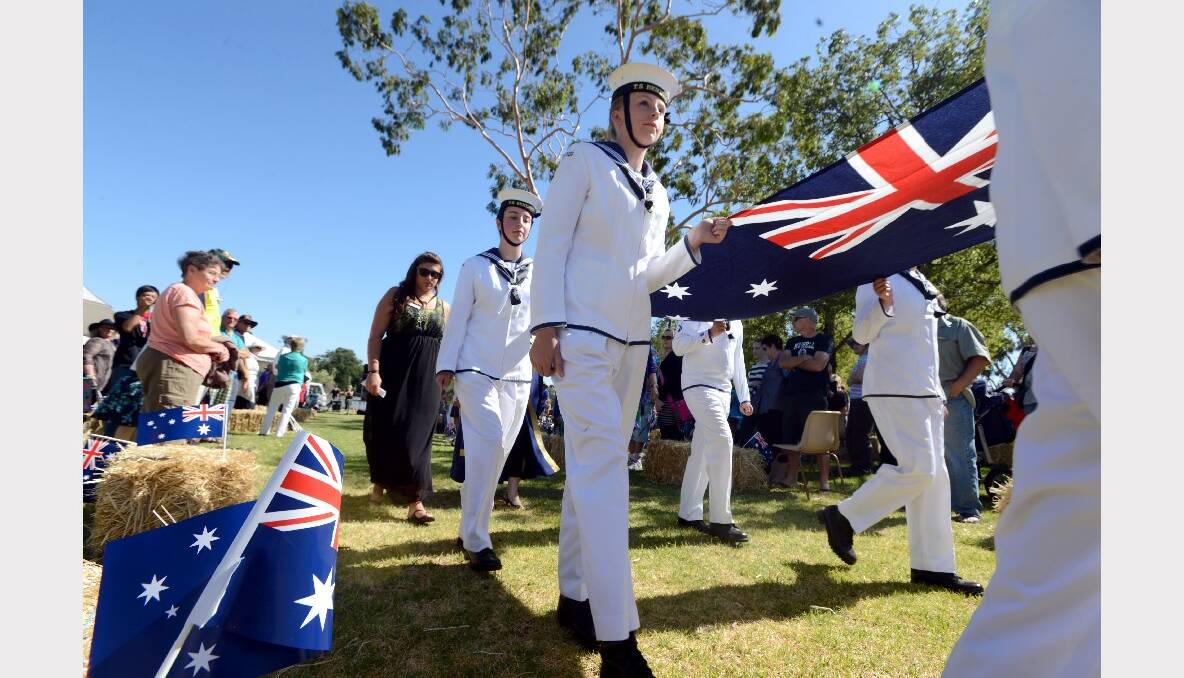 Australia Day celebrations at Lake Weeroona. Australian Navel cadets prepare to raise the flag. Picture: Jim Aldersey