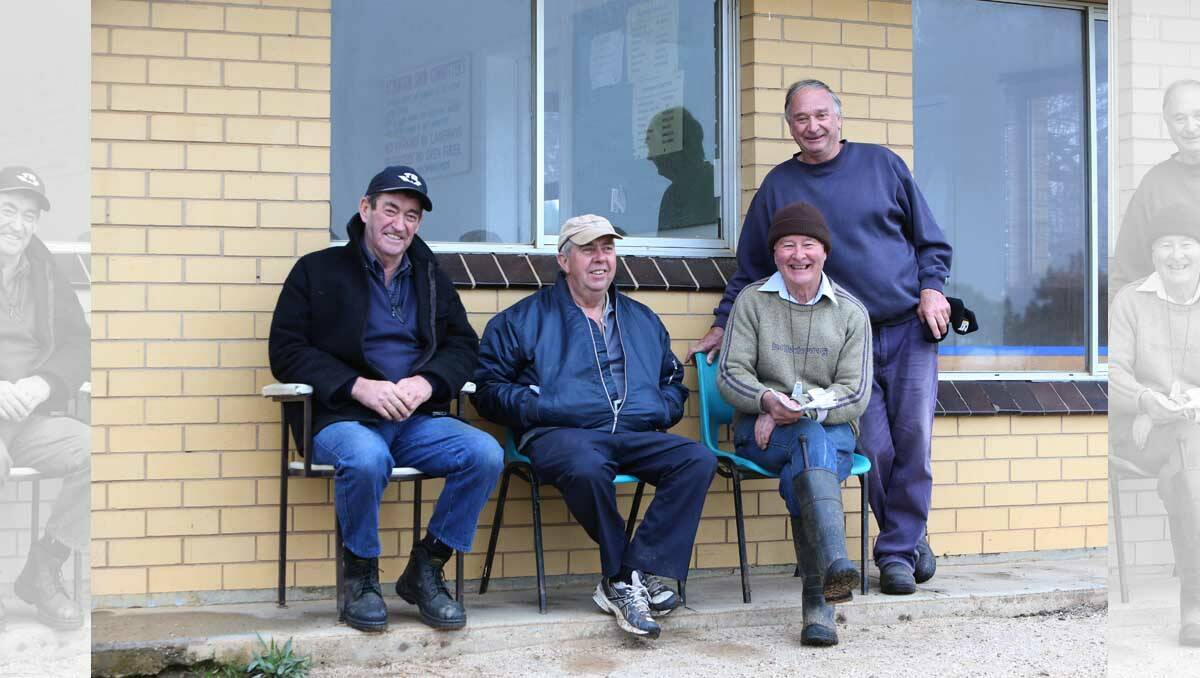 From left, John Tuddenham from Ballarat, Graeme Lace from Gippsland, Peter Kerin of Melbourne and Wayne Matieson from Narrandera in New South Wales catch up. Picture: Peter Weaving.