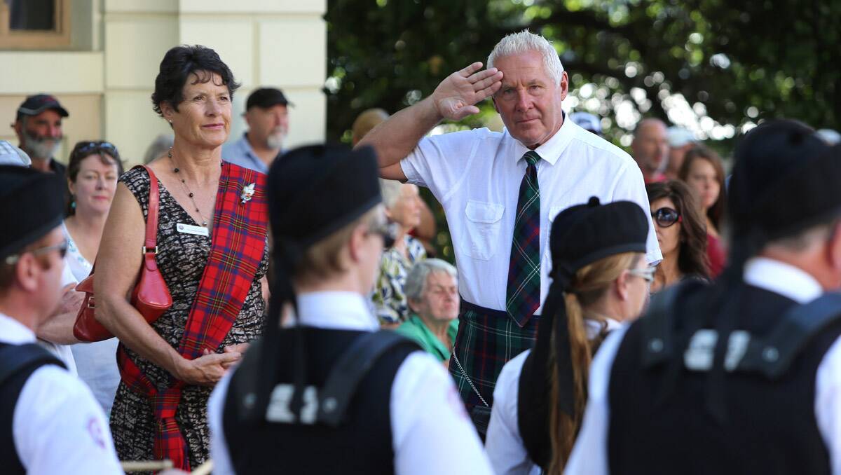 Bendigo's first Scots Day Out event kicks off with a march down View Street. Picture: Peter Weaving