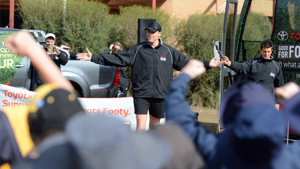 AFL Legends Footy Clinic at St Therese's Primary School. Matthew Richardson. Picture: Jim Aldersey